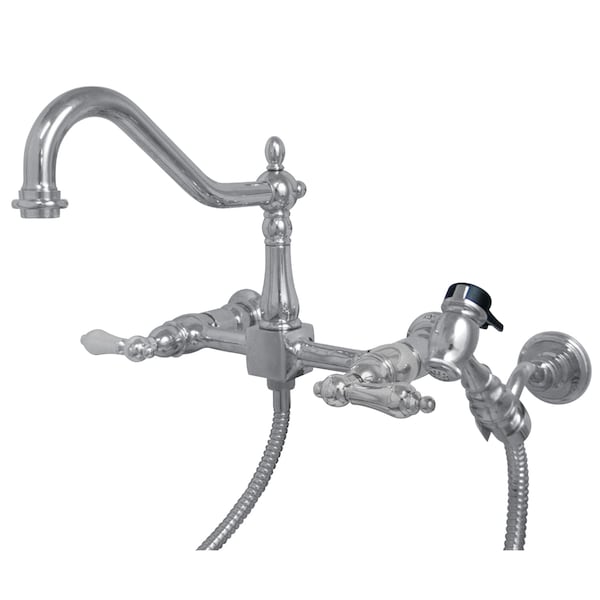 Heritage KS1241ALBS 2-Handle 8" Wall Mount Kitchen Faucet with Brass Sprayer KS1241ALBS - main